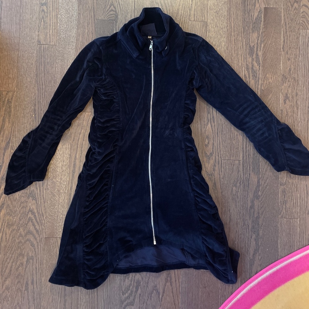 Floating Lotus Velour Navy Blue Dress